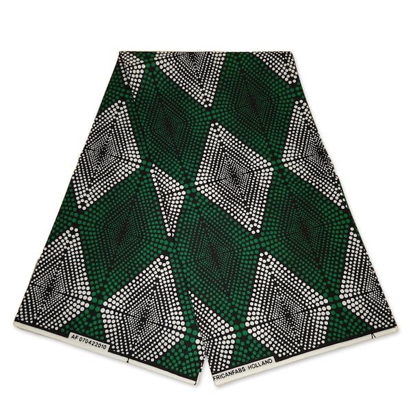 African print fabric - Green diamonds - Wax print fabric / African cloth / Ankara material - 100% cotton