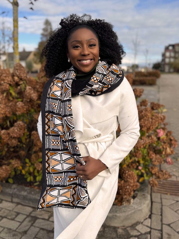 その他 Fab Scarf for a Scarf African Print Winter Scarf Unisex - Slim Model - Dark Brown