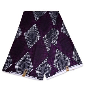 African print fabric - Purple diamonds - Wax print fabric / African cloth / Ankara material - 100% cotton
