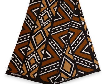 African print fabric - Dark Brown & Black Bogolan - Wax print fabric / African cloth / Ankara material - 100% cotton