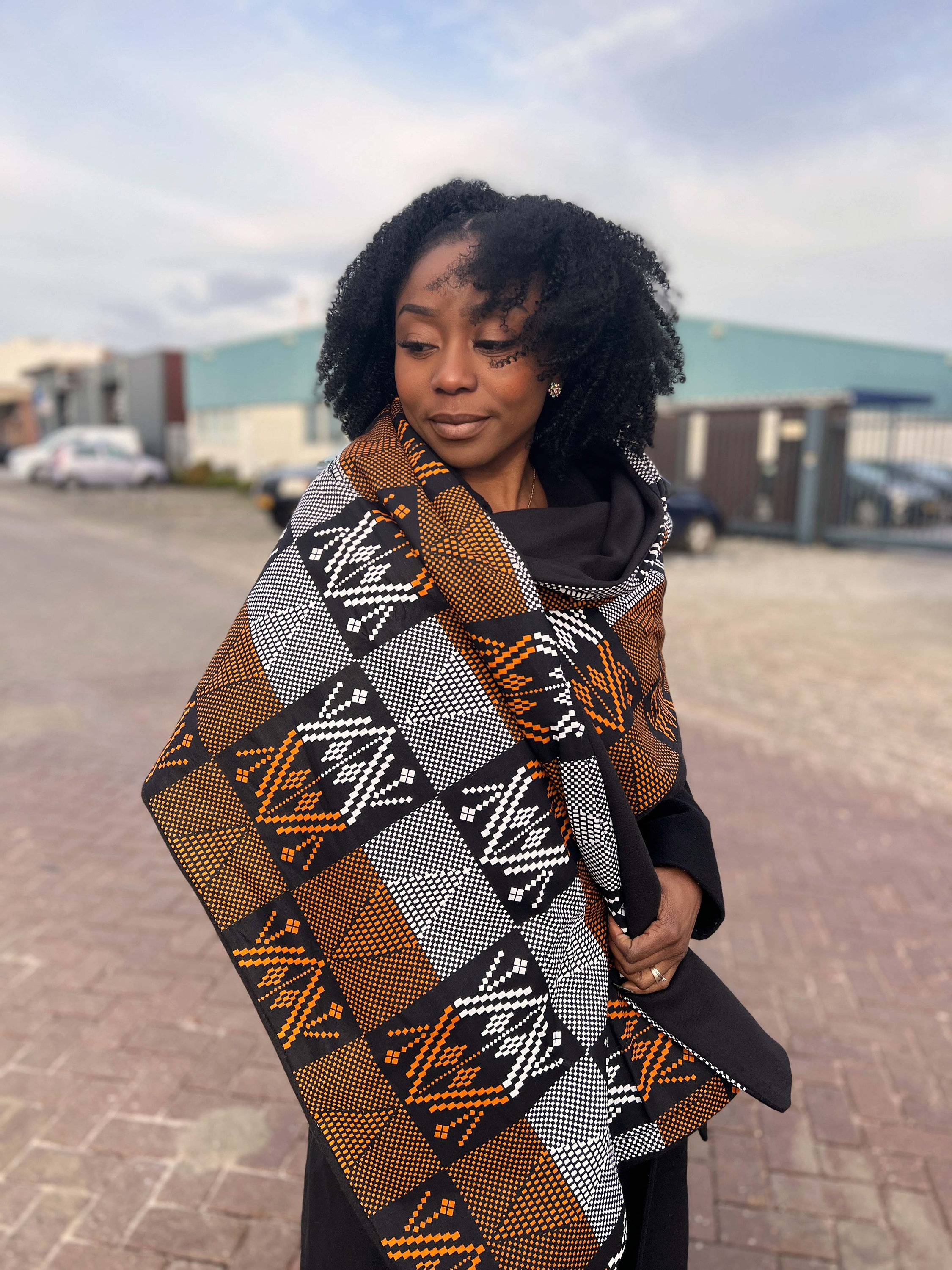 African Print Warm Fleece Winter Scarf for Adults Unisex - Kente
