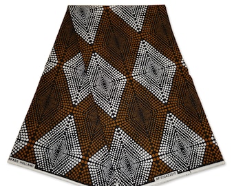 Afrikanischer Druckstoff - Senfbraune Diamanten - Wax print Stoff / afrikanisches Tuch / Ankara Material - 100% Baumwolle