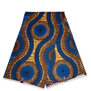 Tissu africain - Motifs pointillés bleus - Tissus en coton Ankara imprimés wax - Tissu wax africain par cour