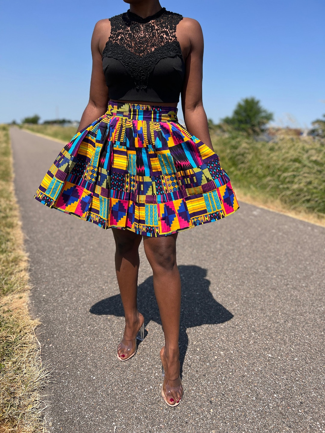 Copricapo africano per donna in tessuto stampato Kente Copricapo africano per donna in tessuto stampato Kente