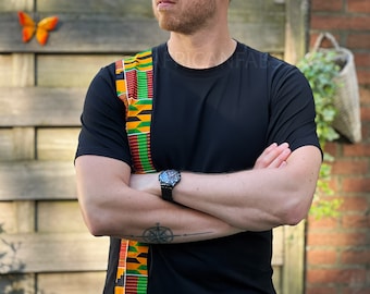 Afrikanischer Kente Print Herren T-Shirt (schlanke Passform)