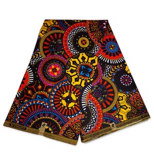 African print fabric - Dark Multicolor disks - Wax print fabric / African cloth / Ankara material - 100% cotton
