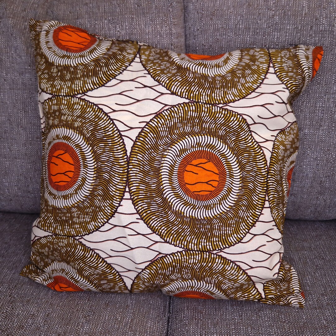 African Pillow Cover Orange / Circle Decorative Pillow 50x50cm African