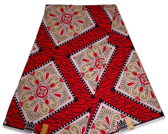 Tissu africain - Red Royal - Ankara Cotton Wax print Fabrics - Tissu de cire africain par cour - Mitex Holland