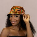 Bucket hat / Fisherman hat with African print - Kente Orange / green - Kids & Adults sizes (Unisex) product logo