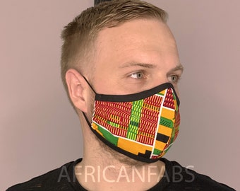 African print Mouth mask / Face mask made of cotton (Premium model) Unisex - Kente print