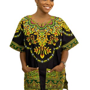 Black Dashiki Shirt / Dashiki Dress - African print top - Unisex