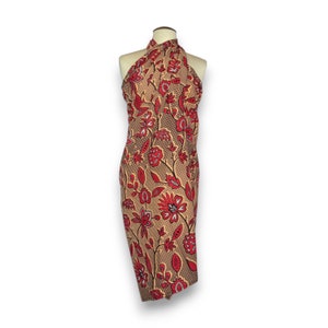Sarong / pareo - Saia envolvente de praia de algodão / envoltório para carregar bebê / saída de praia - Red leaftrails