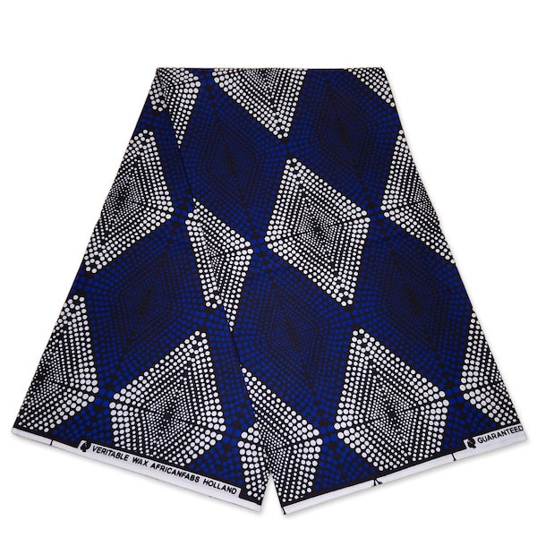 African print fabric - Royal blue diamonds - Wax print fabric / African cloth / Ankara material - 100% cotton