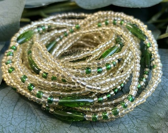 Perles de taille africaines / Chaîne de taille - ADAMAZA - Vert - Perles de taille traditionnelles / Chaînes de ventre amincissantes africaines (élastiques)