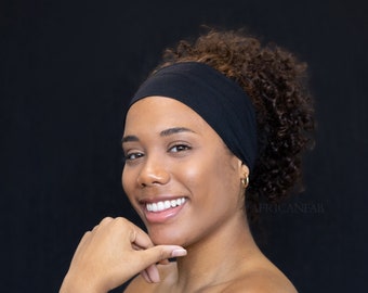 Black Hairband / Headband - Stretch Fabric - Yoga / Sports / Casual - Unisex Adults