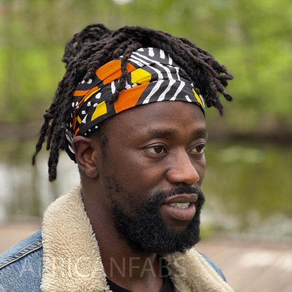 Afrikanischer Print Stirnband - Unisex Erwachsene - Haarschmuck - Orange Bogolan