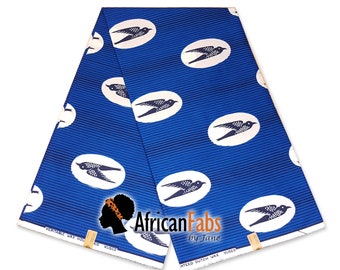 Vlisco Wax Hollandais - BLUE / WHITE SPEEDBIRD African Wax print fabric - Ankara Cotton Fabrics - African Wax cloth by the yard