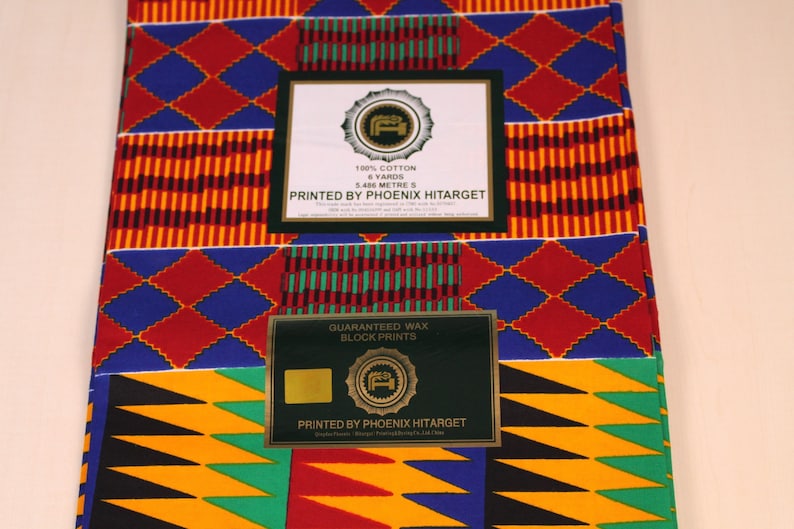 KENTE Fabric Java Wax Hollandais 2539303 African ghana Kente cloth print in red blue green Ankara Cotton Fabrics