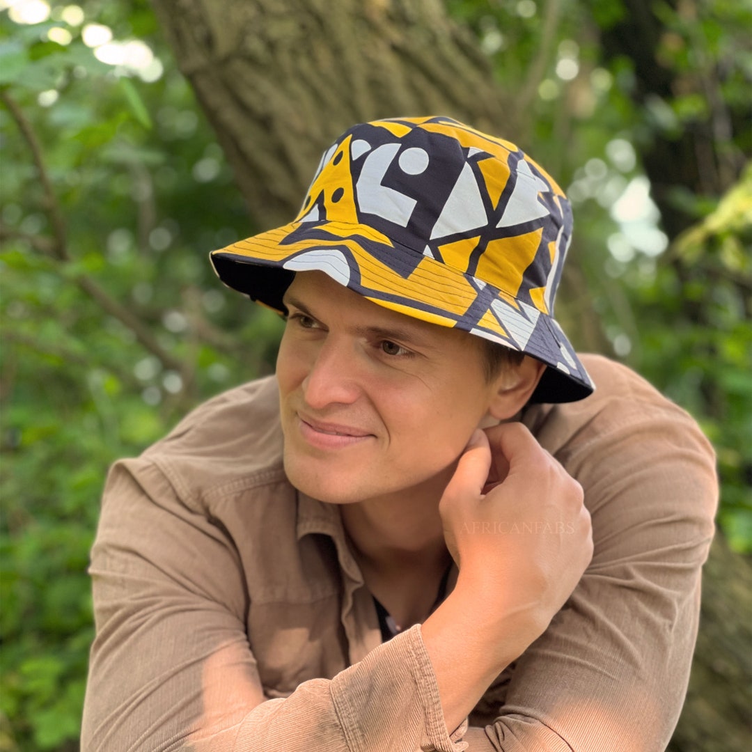 Bucket Hat / Fisherman Hat With African Print - Mustard Samakaka
