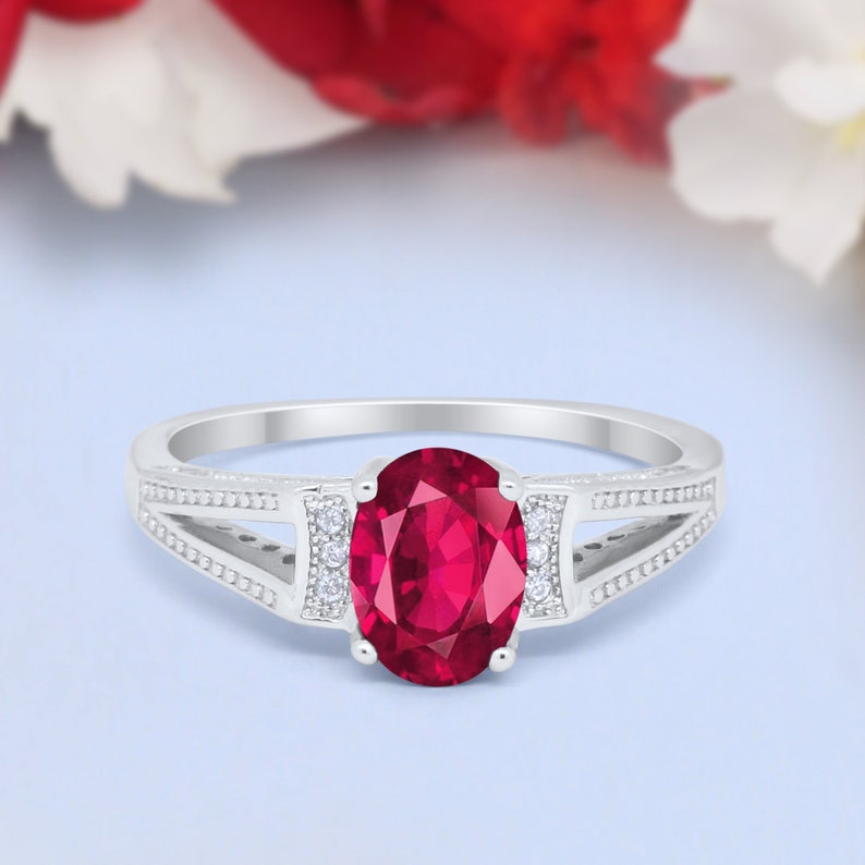 Solitaire Accent Split Shank Wedding Engagement Ring Oval Cut Round Simulated Diamond 925 Sterling Silver