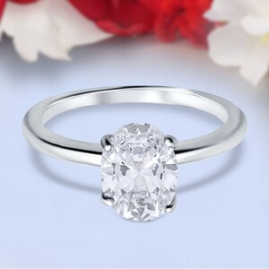 Oval Cut Simulated Diamond Cathedral Solitaire Wedding Engagement Ring 925 Sterling Silver