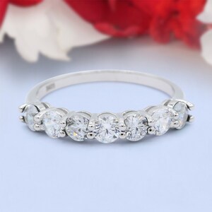 Half Eternity Stackable Band Wedding Engagement Bridal Ring Simulated Diamond 925 Sterling Silver