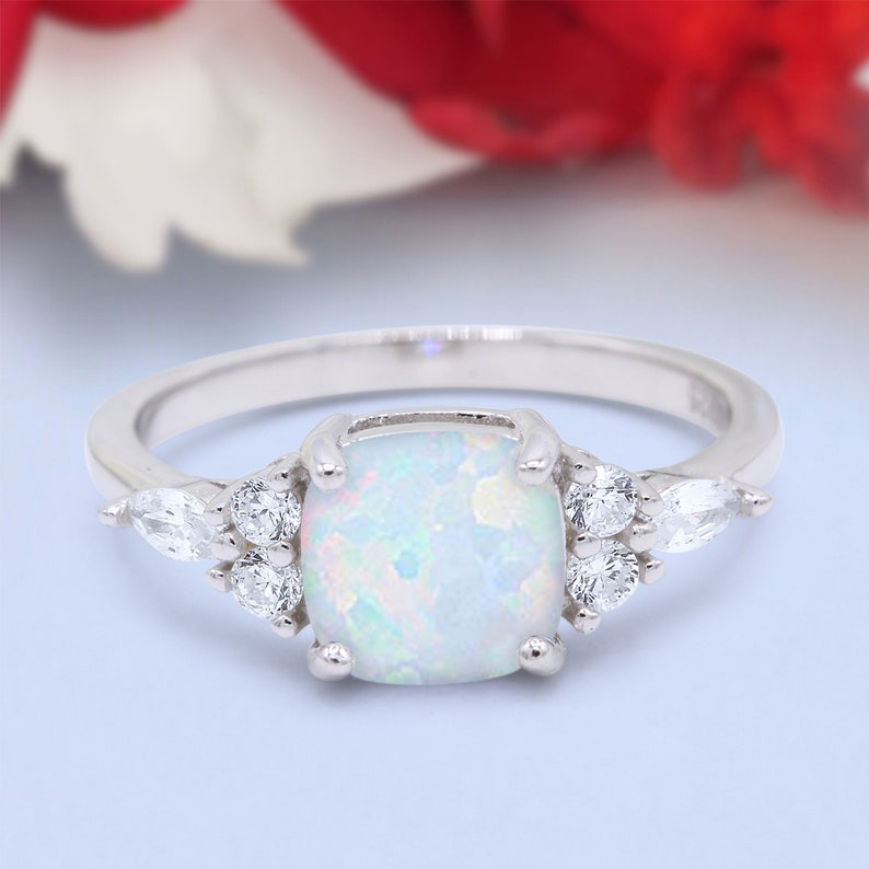 Cushion Cut Marquise Art Deco Engagement Wedding Bridal Ring Round Simulated Diamond 925 Sterling Silver