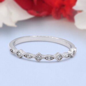 Marquise Half Eternity Ring Wedding Engagement Band Round Pave Simulated Cubic Zirconia 925 Sterling Silver (3mm)