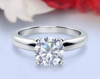 Cathedral Solitaire Wedding Engagement Ring Round Simulated Diamond 925 Sterling Silver