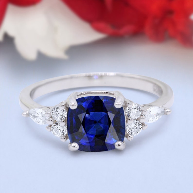 Cushion Cut Marquise Art Deco Engagement Wedding Bridal Ring Round Simulated Diamond 925 Sterling Silver