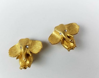 PAIR STERLING ELEPHANT CRYSTAL RHINESTONE EARRINGS V967