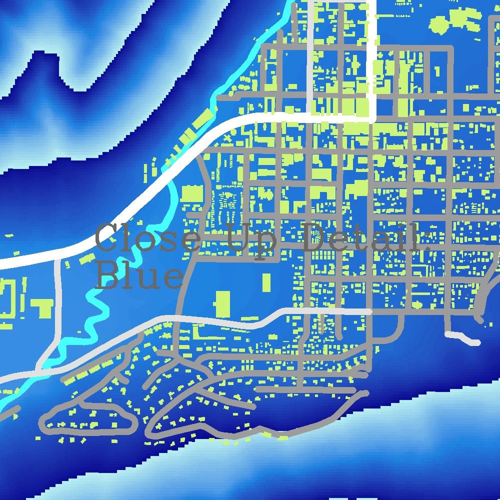 Jackson Wyoming Map With Streets Water Hills Buildings. Etsy