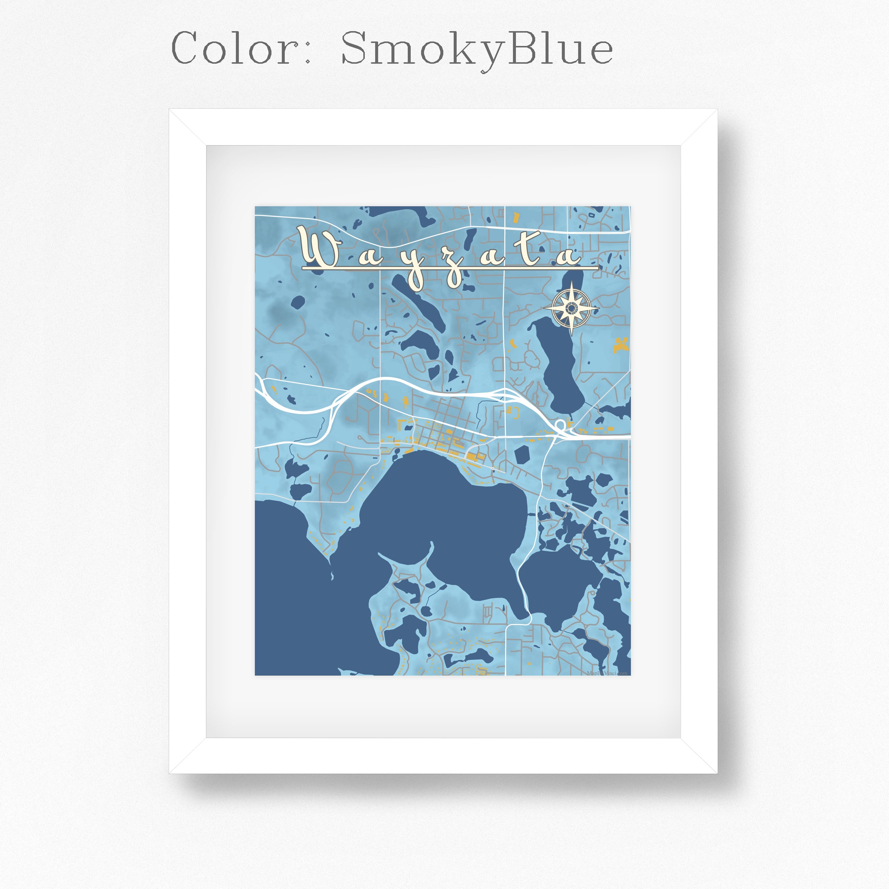 Wayzata Minnesota Map With Streets Water Hills Buildings. Etsy