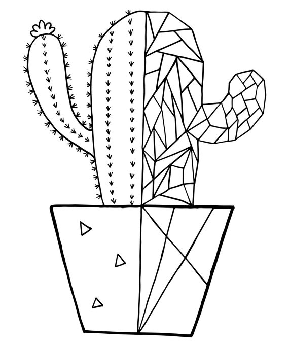 Cactus Coloring Pages Succulent Coloring Pages Cacti Etsy