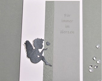 Forever in the heart - Mourning for loved ones - handmade condolence card - unique