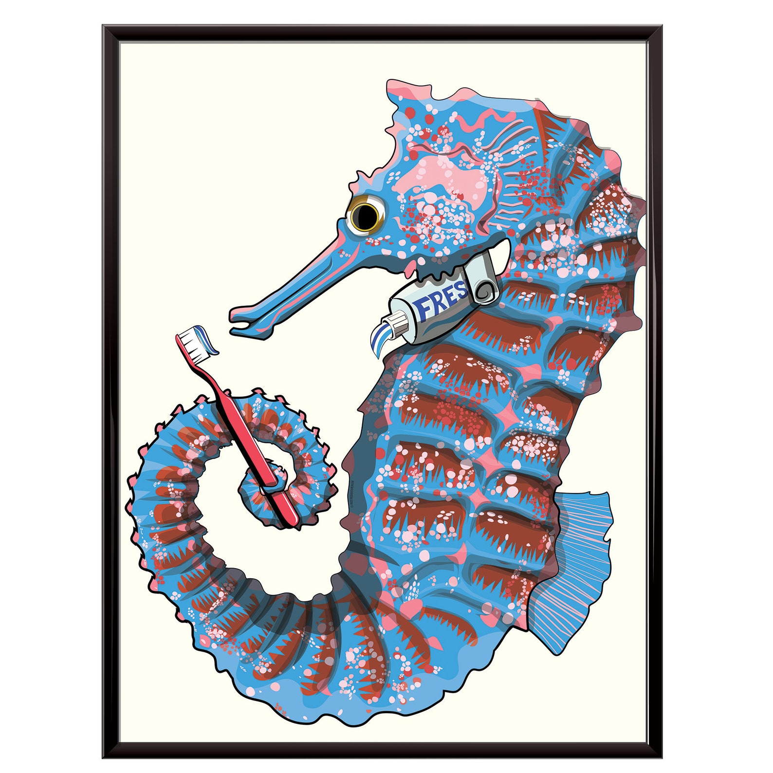 Seahorse Bathroom Shower Poster Wall Art Print Home Décor Etsy