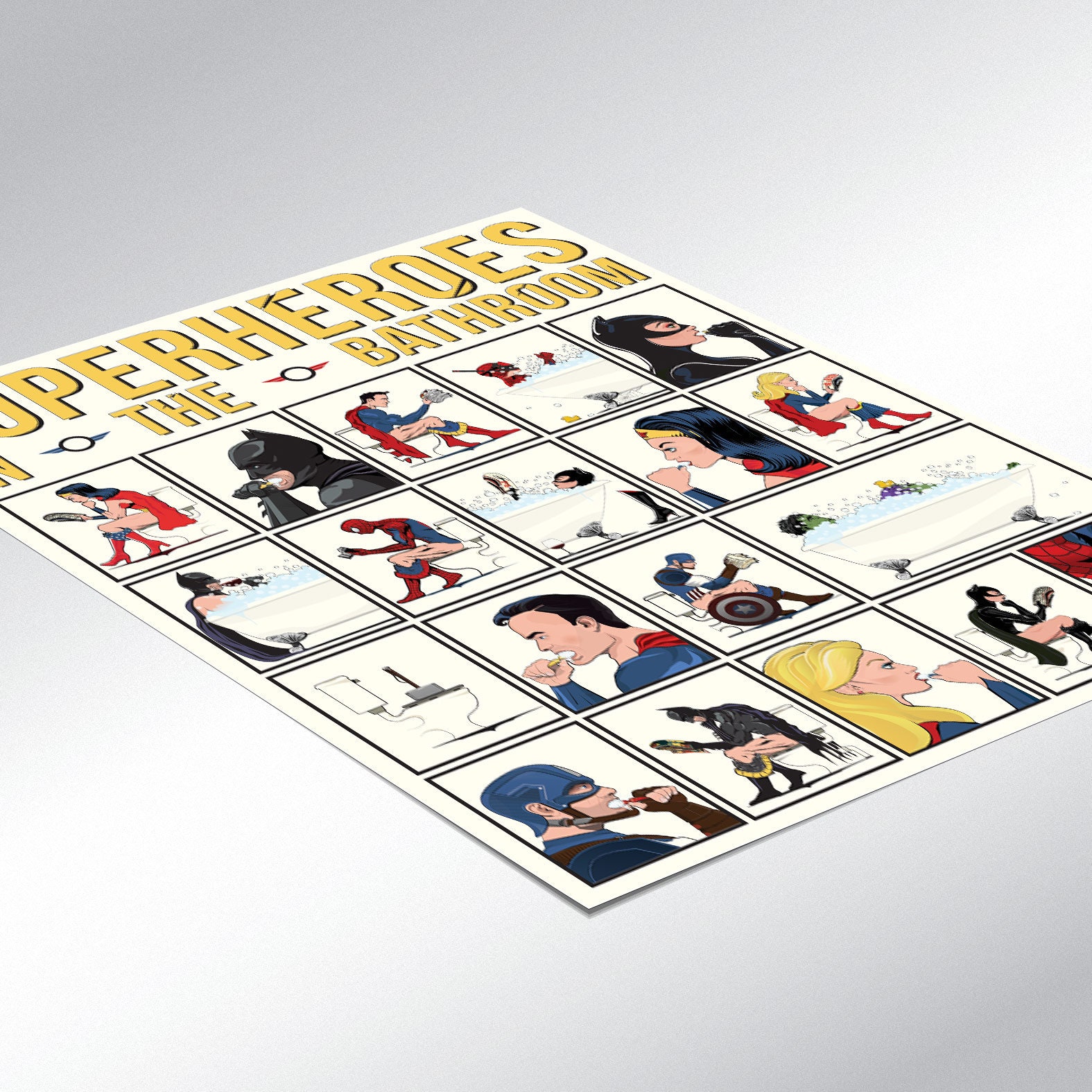 Superhelden im Badezimmer Poster Wandkunst. Superheld lustige | Etsy