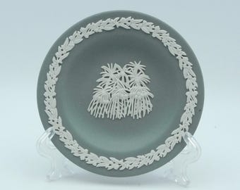 Wedgwood WHITE on GREY / Gray Jasperware  *DARWINIA* Miniature Plate