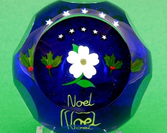 Vintage 1987 PERTHSHIRE Scotland Limited Edition Faceted CHRISTMAS -NOEL Paperweight - Exc