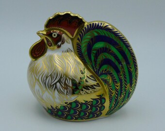 c2003 Royal Crown Derby *FARMYARD COCKEREL* Paperweight Limited Edition Gold Stopper With Box