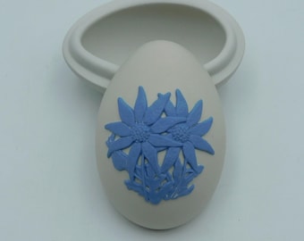 Wedgwood White on Pale Blue - reverse JASPERWARE Egg Trinlet Box - ROYAL BLUEBELL