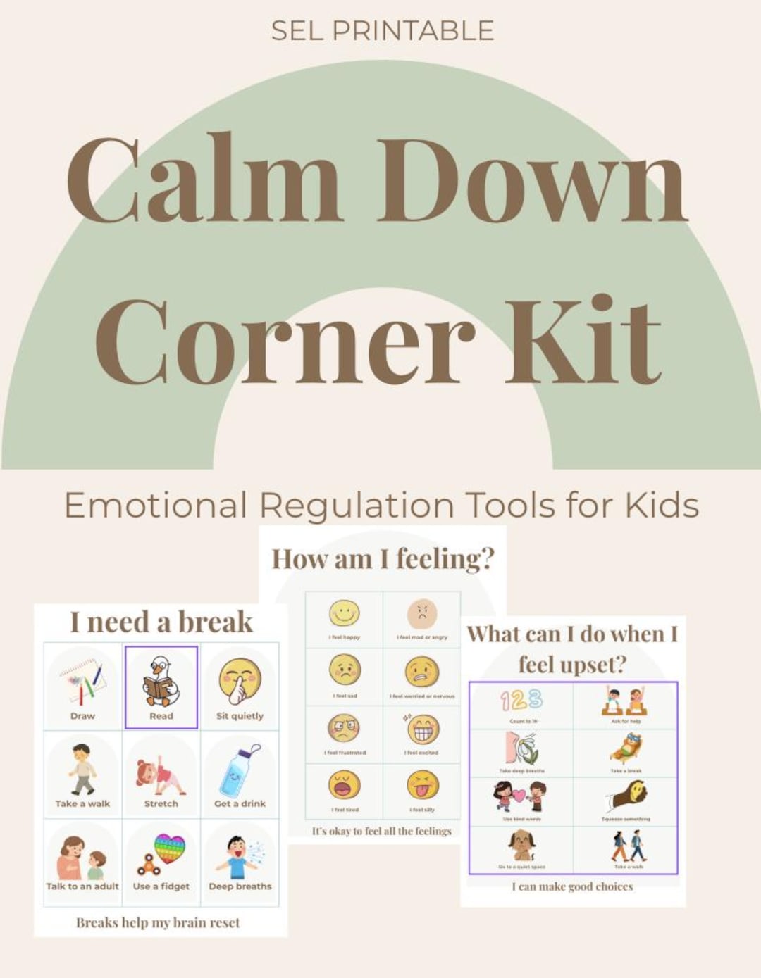 Calm Down Corner Kit Printable | Emotional Regulation Tools for Kids ...