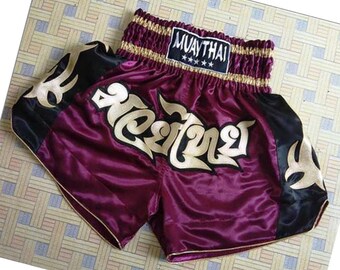 Tulip Purple Watercolor Print Pattern Muay Thai Boxing Shorts