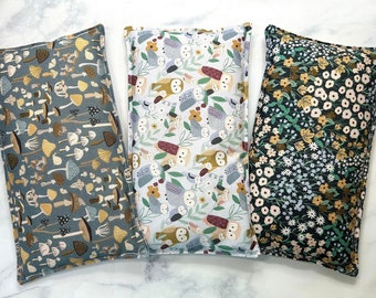 Owl, Mushroom or Floral Heating Pad Microwavable, Rice Bag, Rice Heating Pad, Heat Pack, Pain Relief, Self Care, Recovery Gift, 2 Sizes