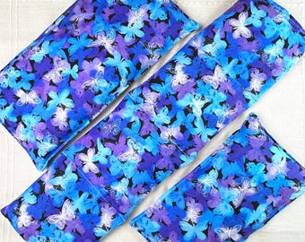 Rice Heating Pad, Microwavable, Rice Bag, Neck Wrap, Eye Pillow, Hot or Cold Therapy Pack, Handmade, 3 Sizes or Set, Butterflies