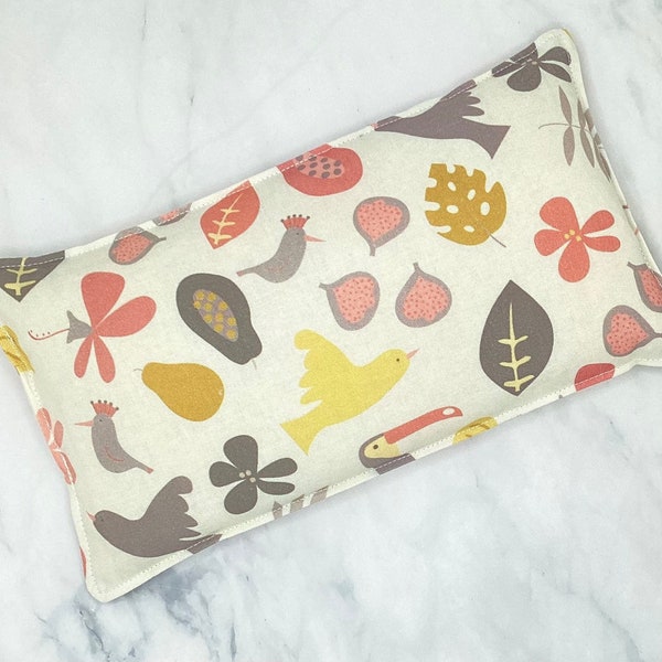 Headache or Eye Pillow, Migraine Cold Pack, Rice Heating Pad, Microwave Heat Pack, Rice Bag, Tropical Birds 9"x5"