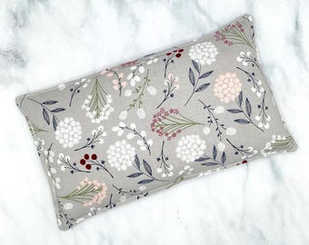 Heating Pad Microwavable, Reusable Rice Bag, Rice Heat Pack, Hot Cold Pack, Natural Heating Pad, Grey & Pink Floral, 3 Sizes, 9x5, 12x6