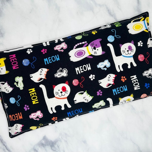 Rice Heating Pad, Microwavable Rice Bag, Heating Pad, Cold Pack, Heat Pack, Handmade Gift, Cat Lover Gift, Cat Kitten Design, 2 Sizes