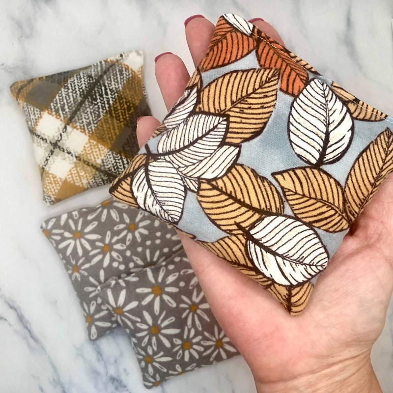 thumbnail image 2 of Handmade Microwave Rice Bag Hand Warmers – Set Of 2, Red Plaid Fleece – Reusable, Made In USA 2 of 6