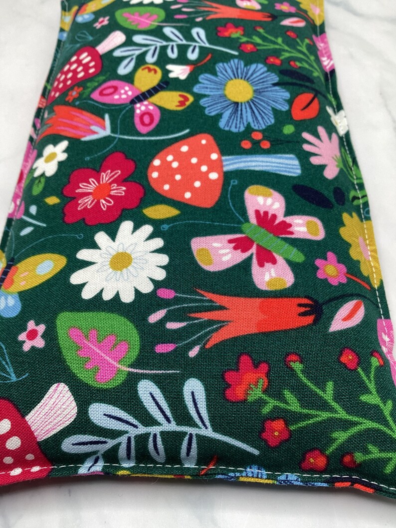 Rice Heating Pad, Microwavable, Reusable, Rice Bag, Heat Pack, Cold Pack, Natural Heating Pad, Bright Flowers & Mushrooms, 2 Sizes image 2